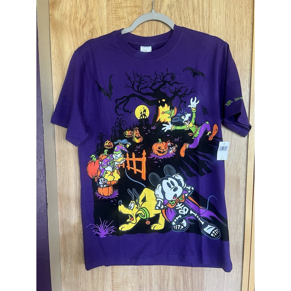 Disney Cruise line Embroidered Halloween Tee Purple Mickey Mouse DCL XL NWT